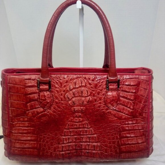 Pierre Cardin Handbags - Pierre Cardin Red Croc-Embossed Double-Handle Satchel